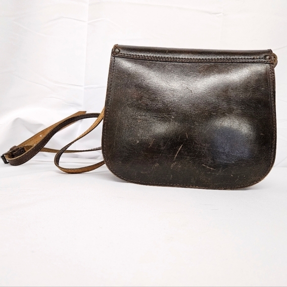 AZ Hand Tooled Leather Saddle Bag Crossbody Handbag In Walnut Brown - Picture 5 of 16